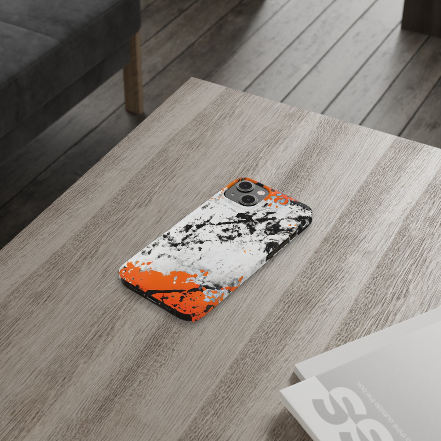 Slim Phone Cases Black & Orange Paint Splatter