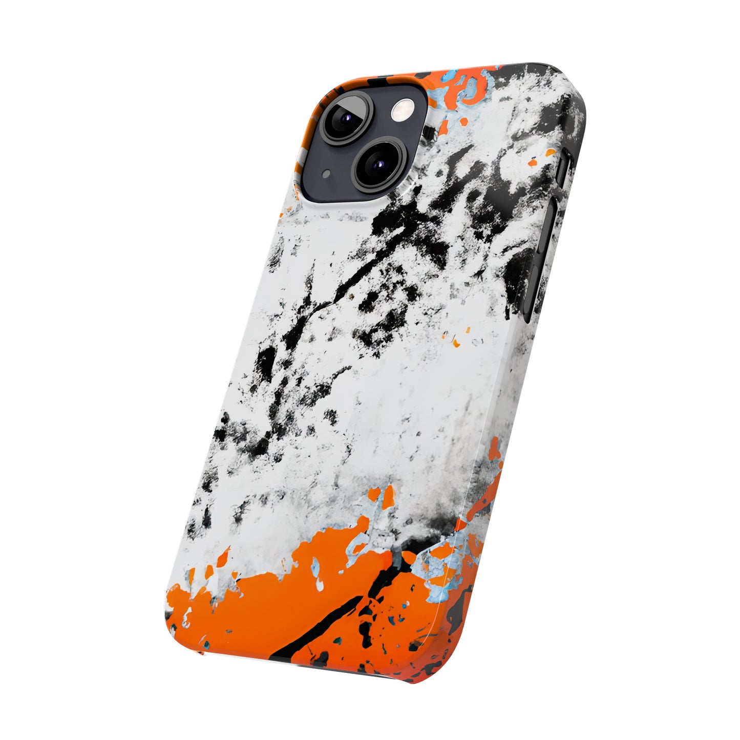 Slim Phone Cases Black & Orange Paint Splatter