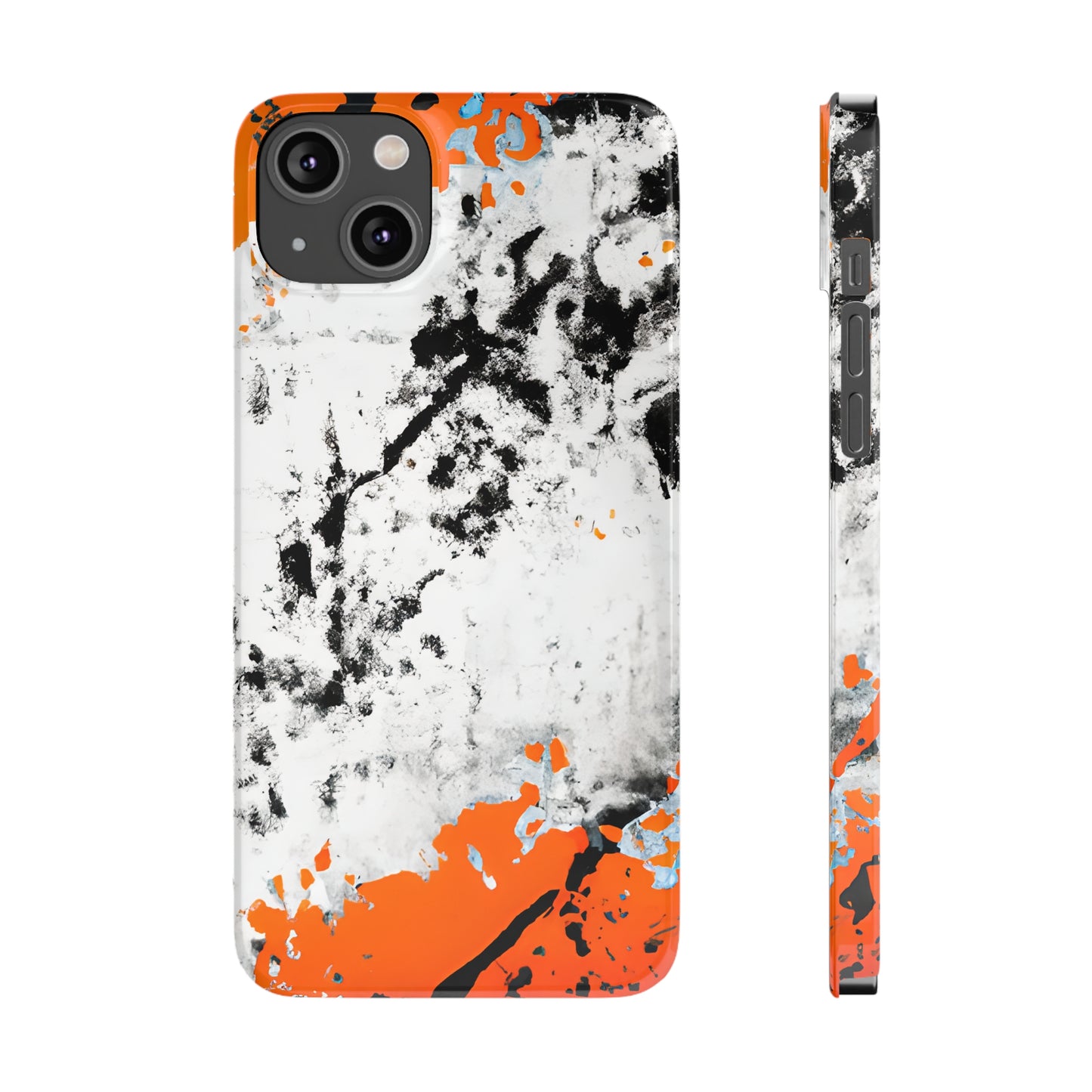 Slim Phone Cases Black & Orange Paint Splatter