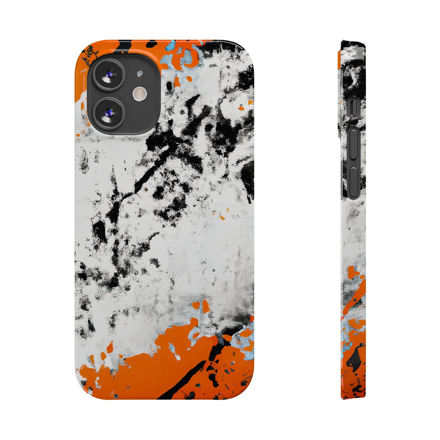 Slim Phone Cases Black & Orange Paint Splatter