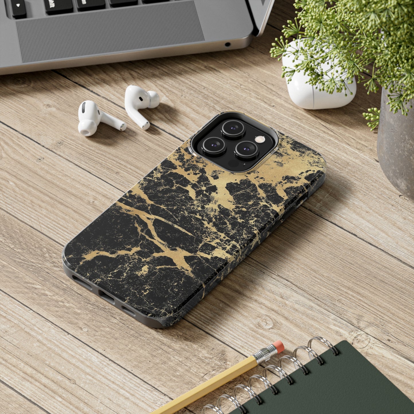 Black And Gold Marble Tough Phone Cases