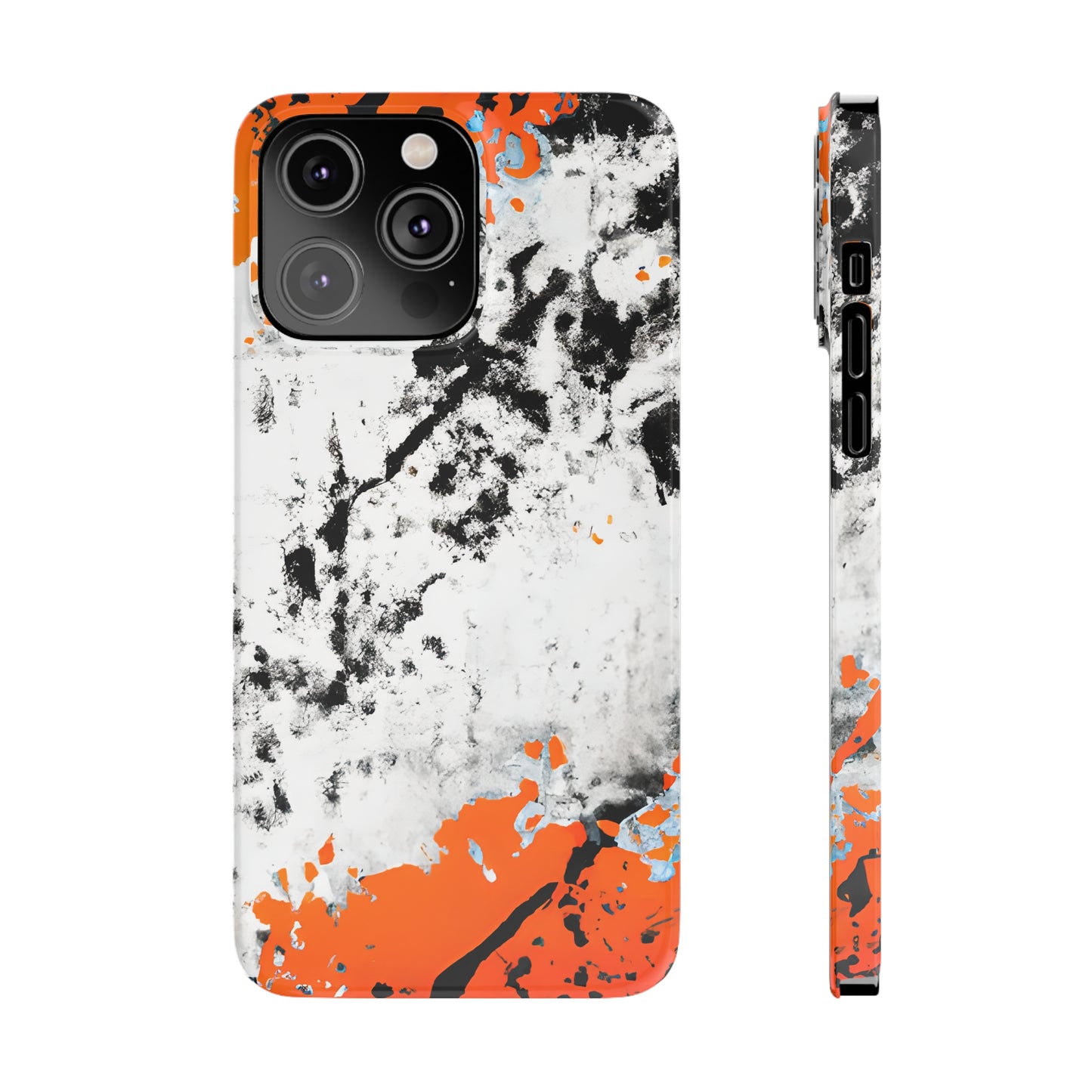 Slim Phone Cases Black & Orange Paint Splatter