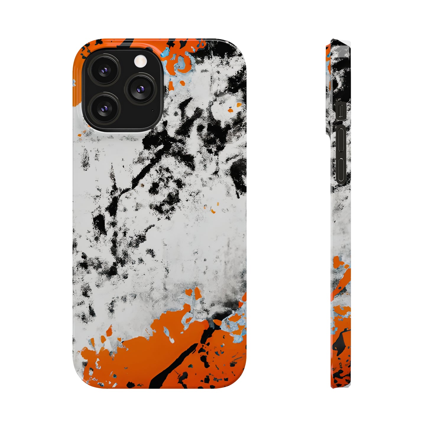 Slim Phone Cases Black & Orange Paint Splatter