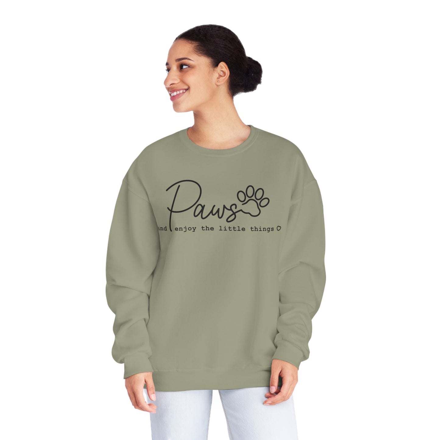 Paws And Enjoy The Little Things Dog Lover Crewneck Sweatshirt