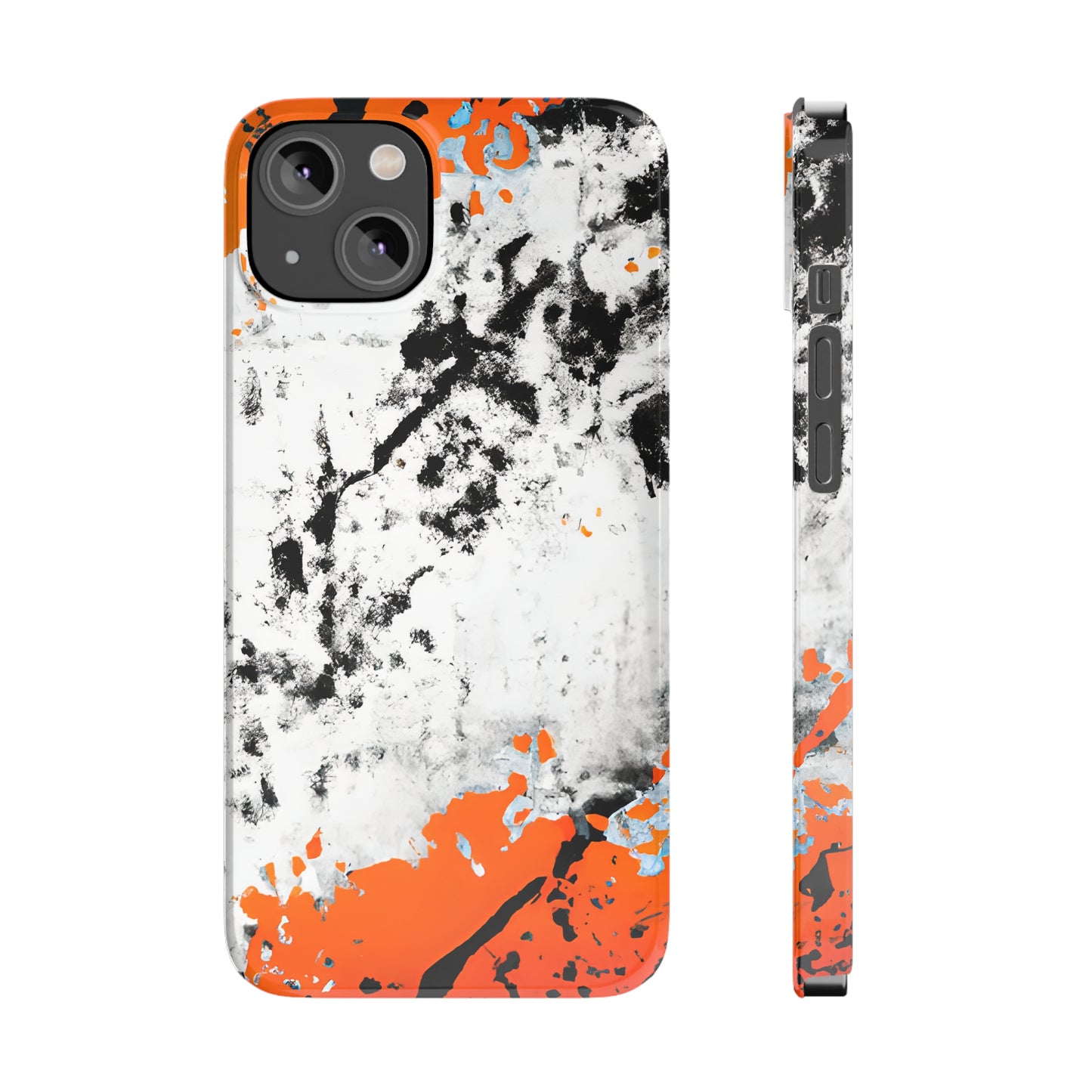 Slim Phone Cases Black & Orange Paint Splatter