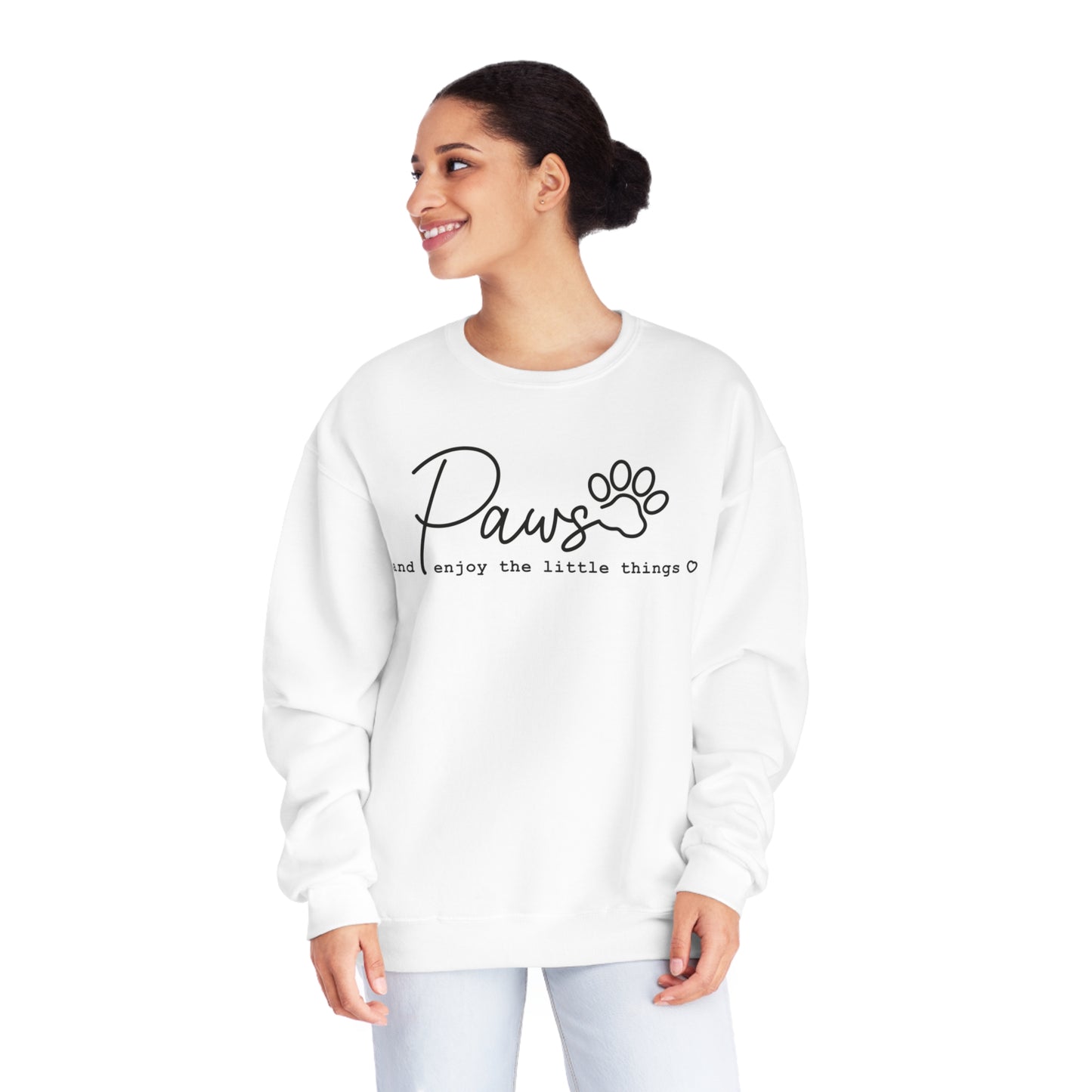 Paws And Enjoy The Little Things Dog Lover Crewneck Sweatshirt