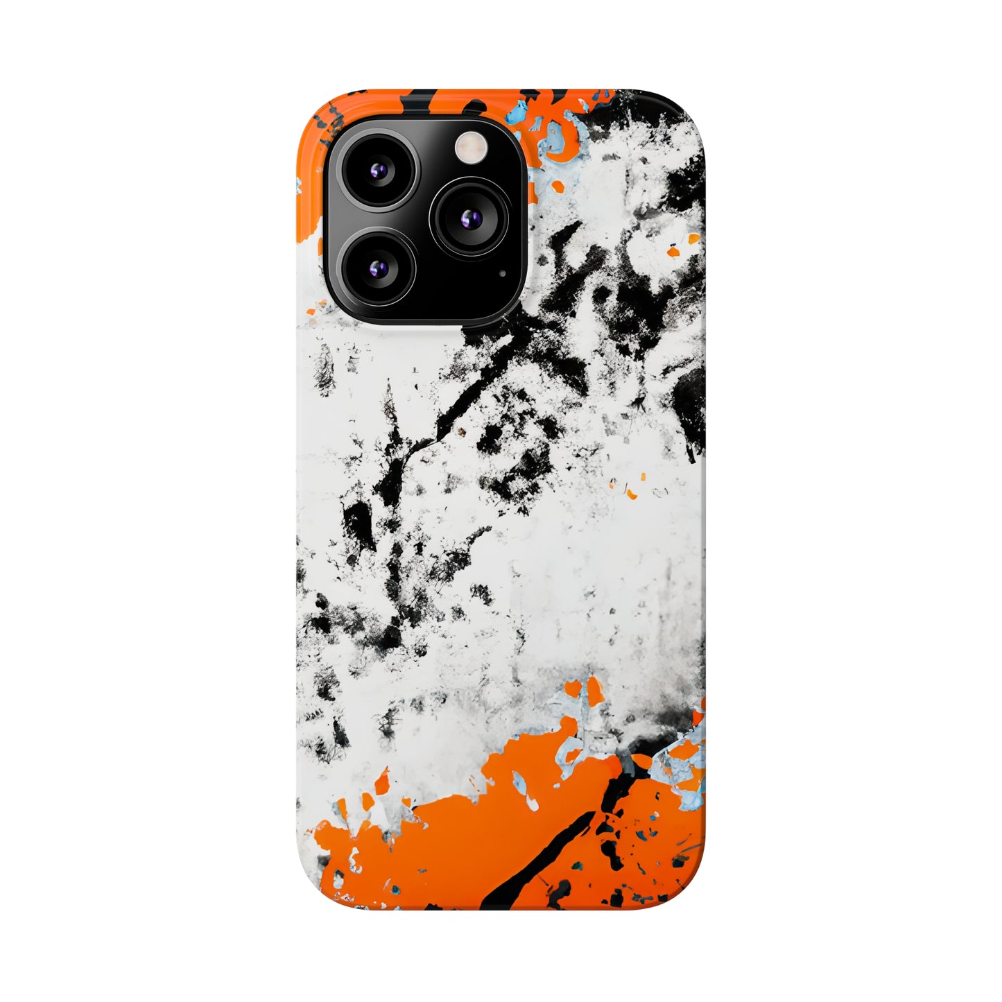 Slim Phone Cases Black & Orange Paint Splatter