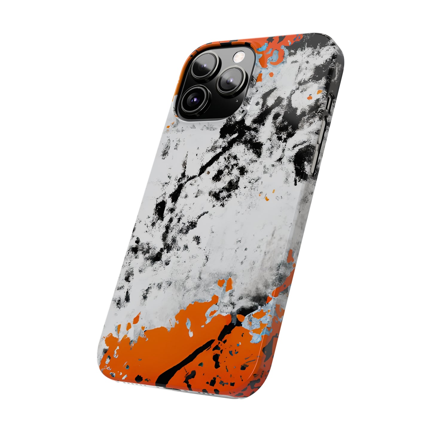 Slim Phone Cases Black & Orange Paint Splatter
