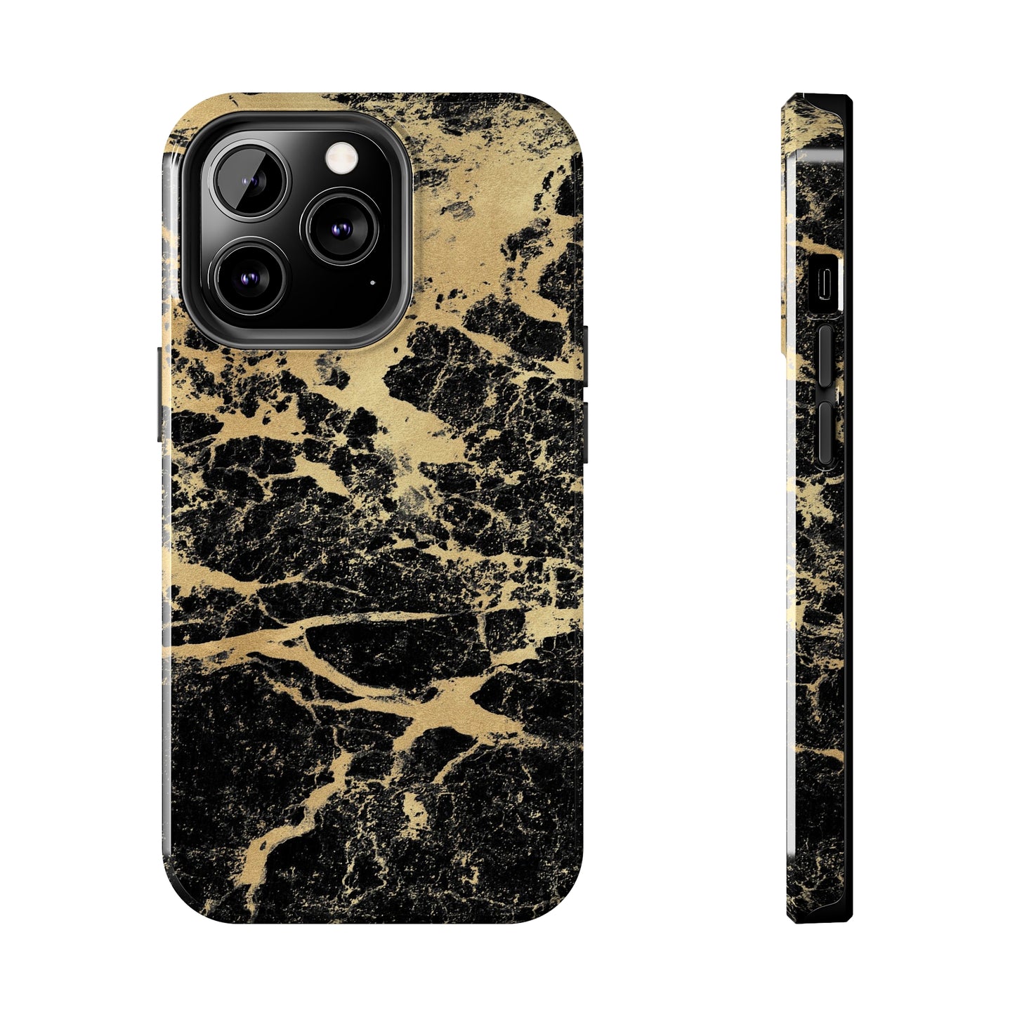Black And Gold Marble Tough Phone Cases
