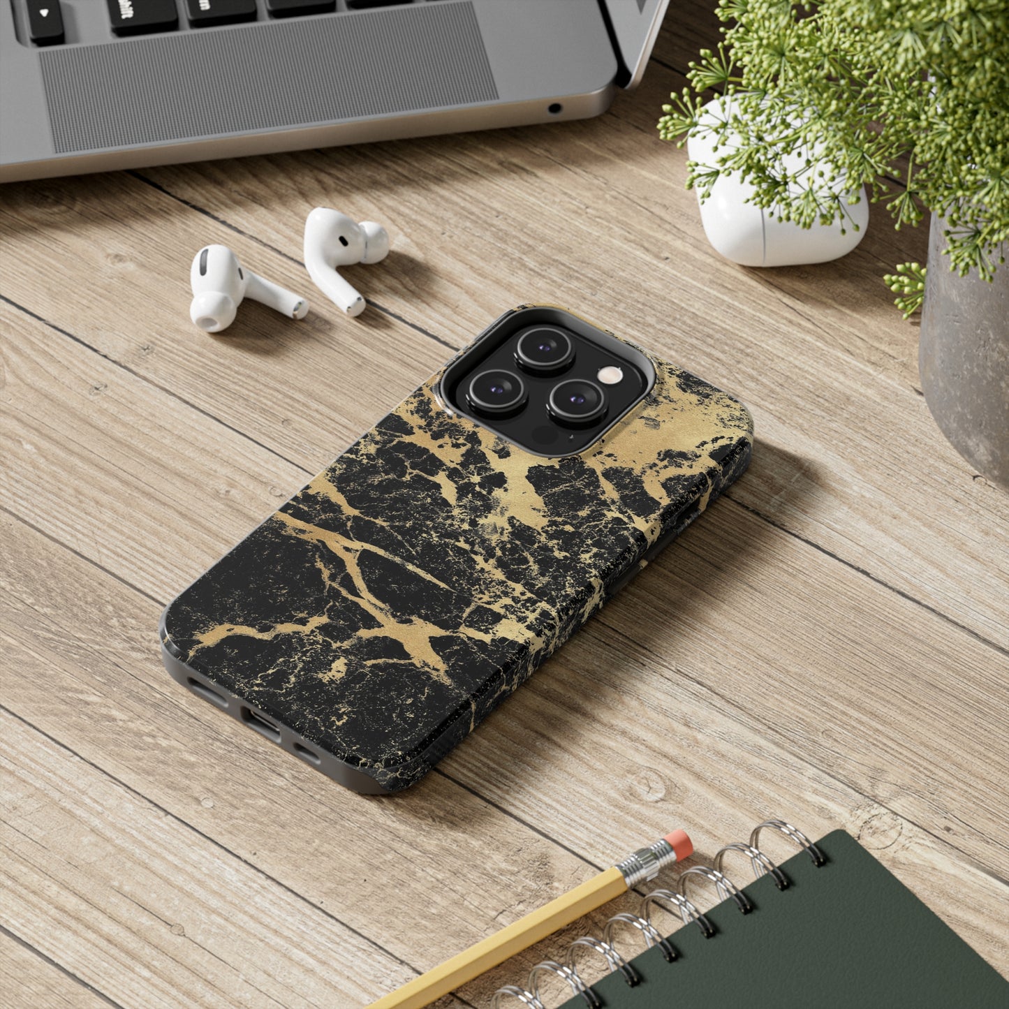 Black And Gold Marble Tough Phone Cases