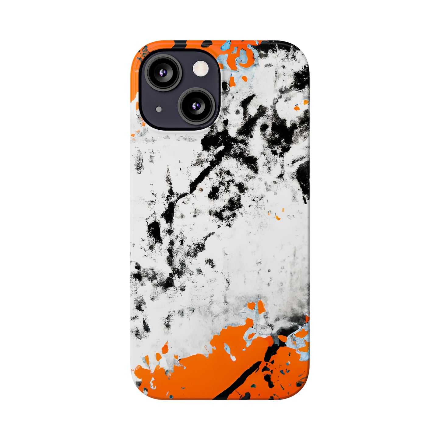 Slim Phone Cases Black & Orange Paint Splatter