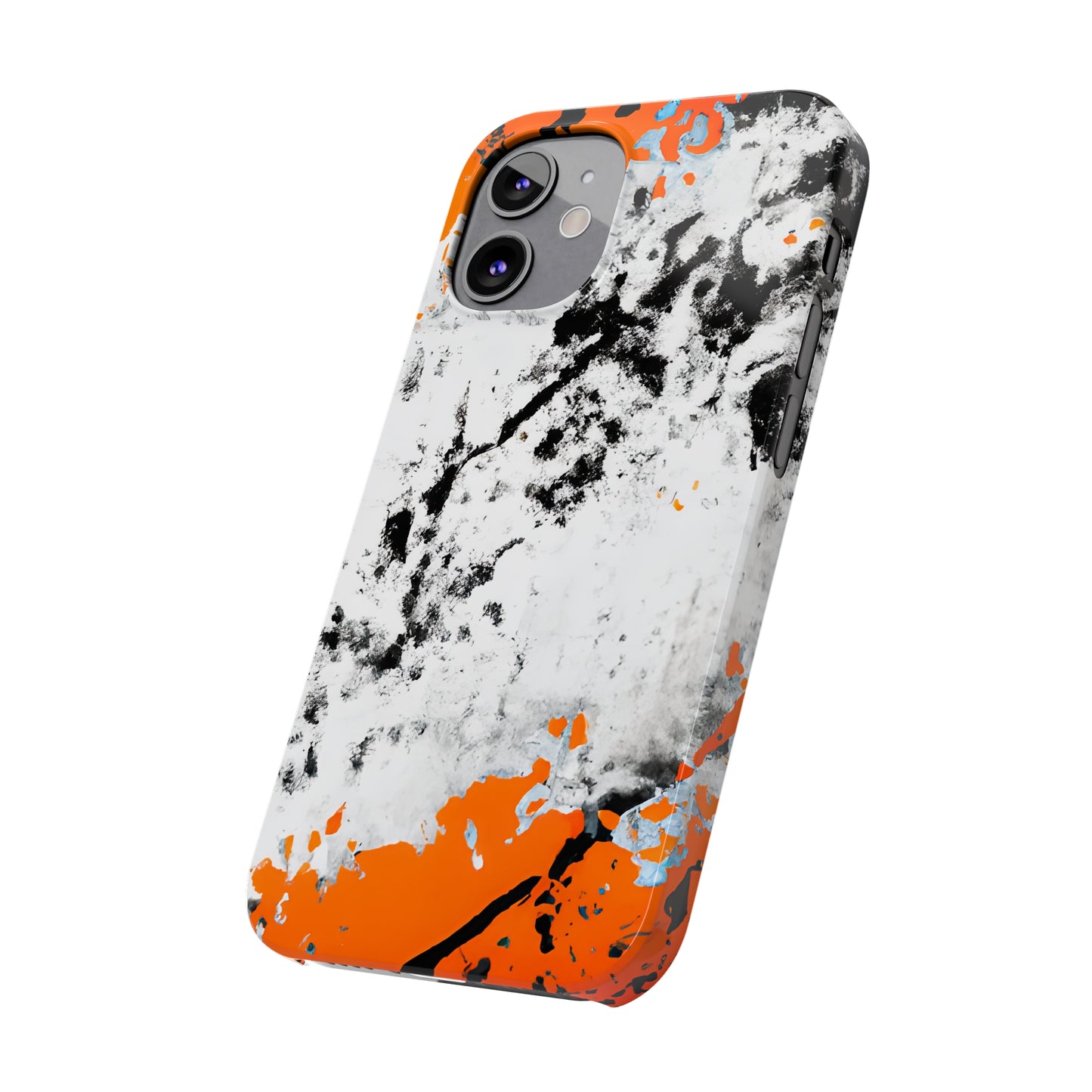 Slim Phone Cases Black & Orange Paint Splatter
