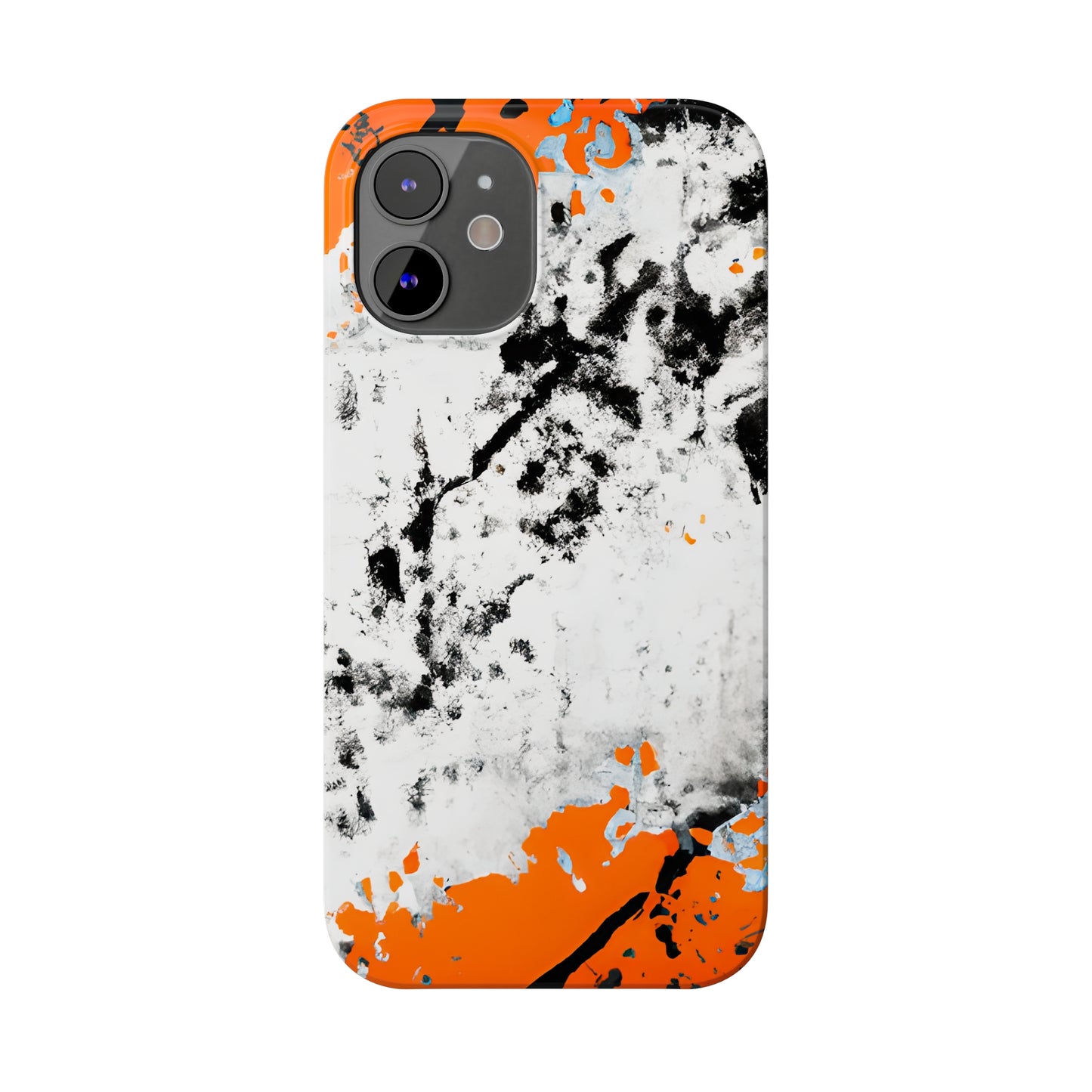 Slim Phone Cases Black & Orange Paint Splatter