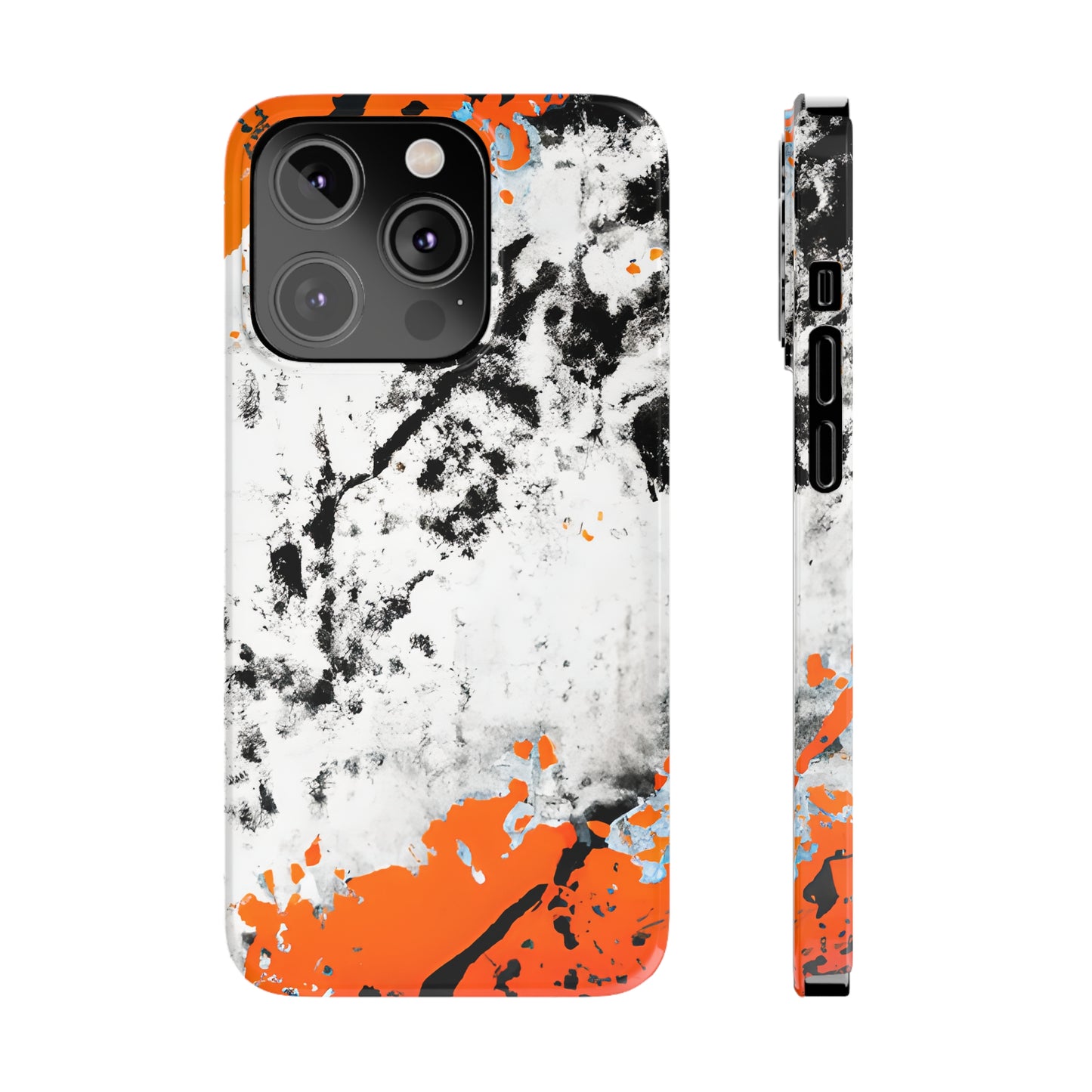 Slim Phone Cases Black & Orange Paint Splatter