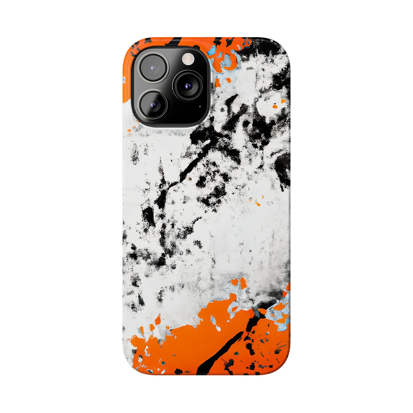 Slim Phone Cases Black & Orange Paint Splatter