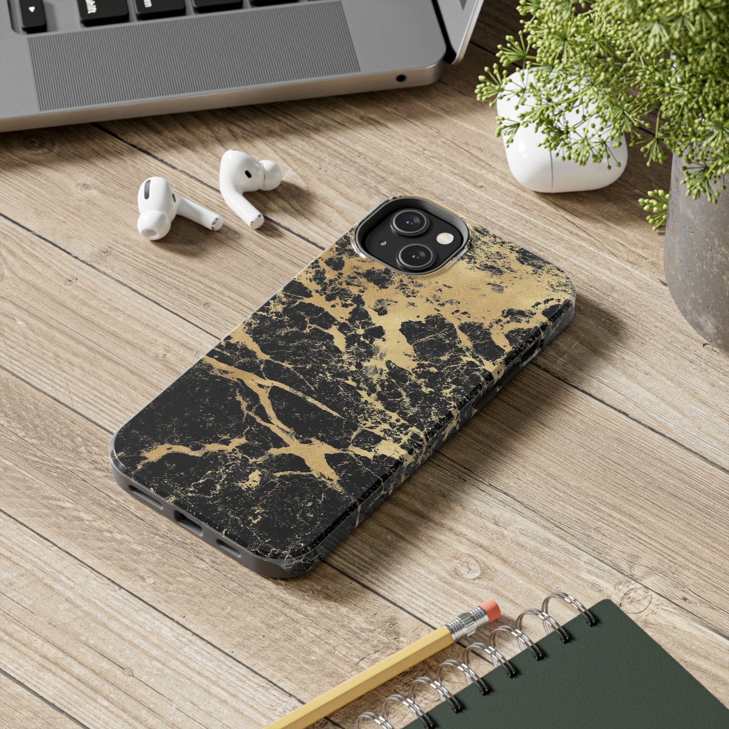 Black And Gold Marble Tough Phone Cases