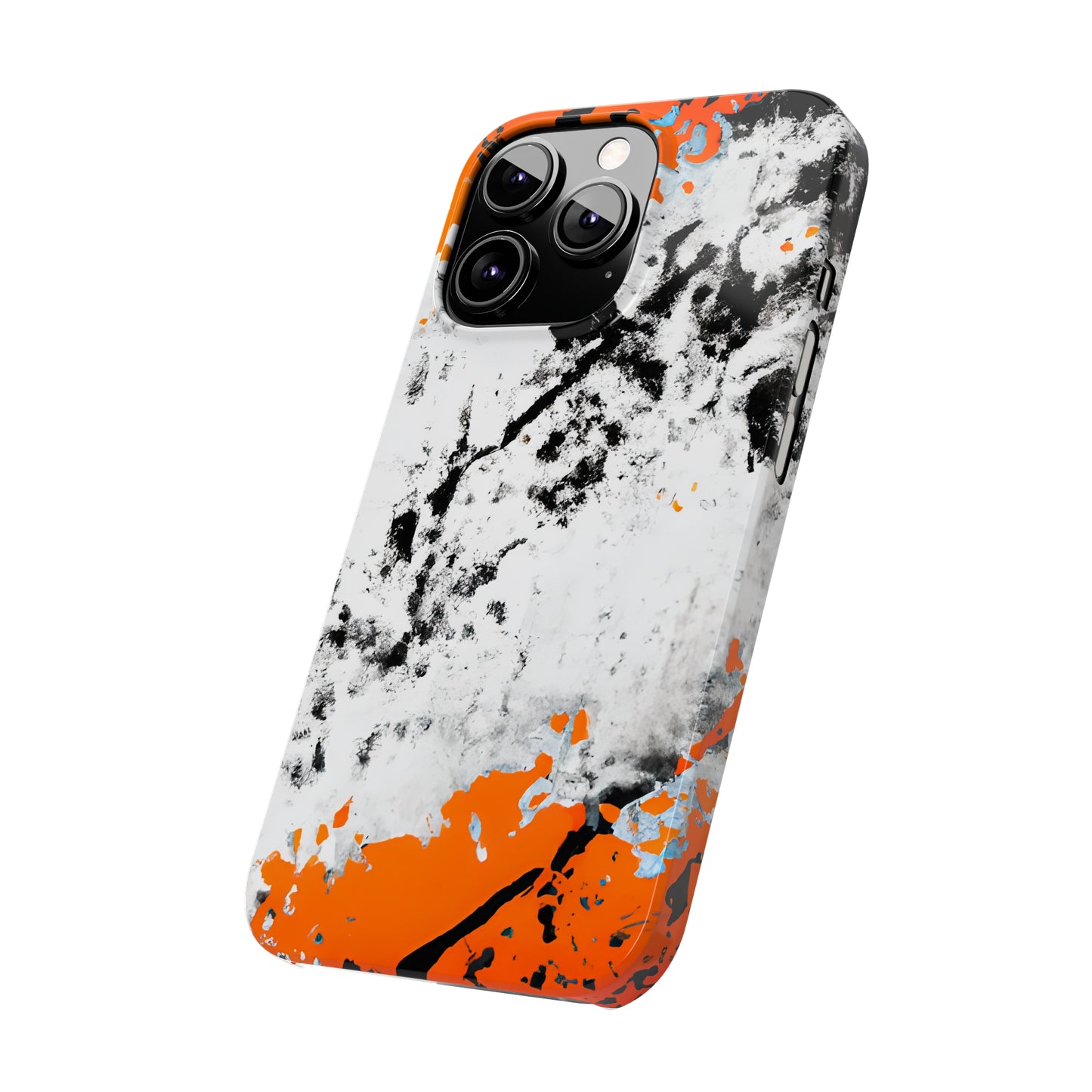 Slim Phone Cases Black & Orange Paint Splatter