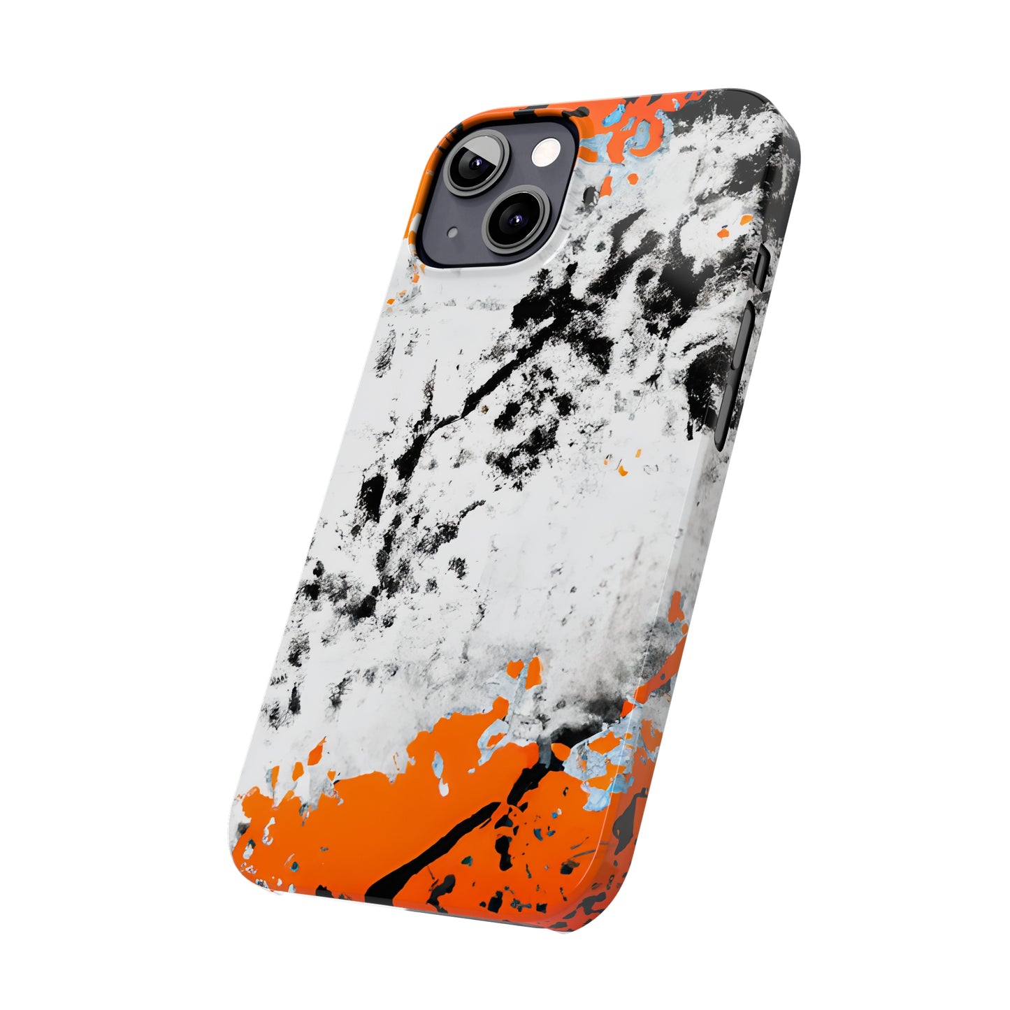 Slim Phone Cases Black & Orange Paint Splatter