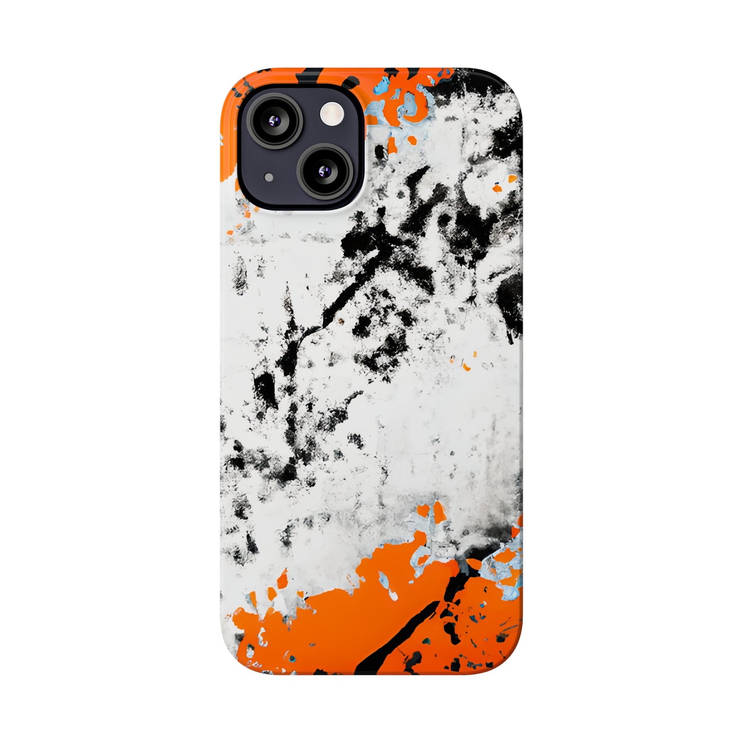 Slim Phone Cases Black & Orange Paint Splatter