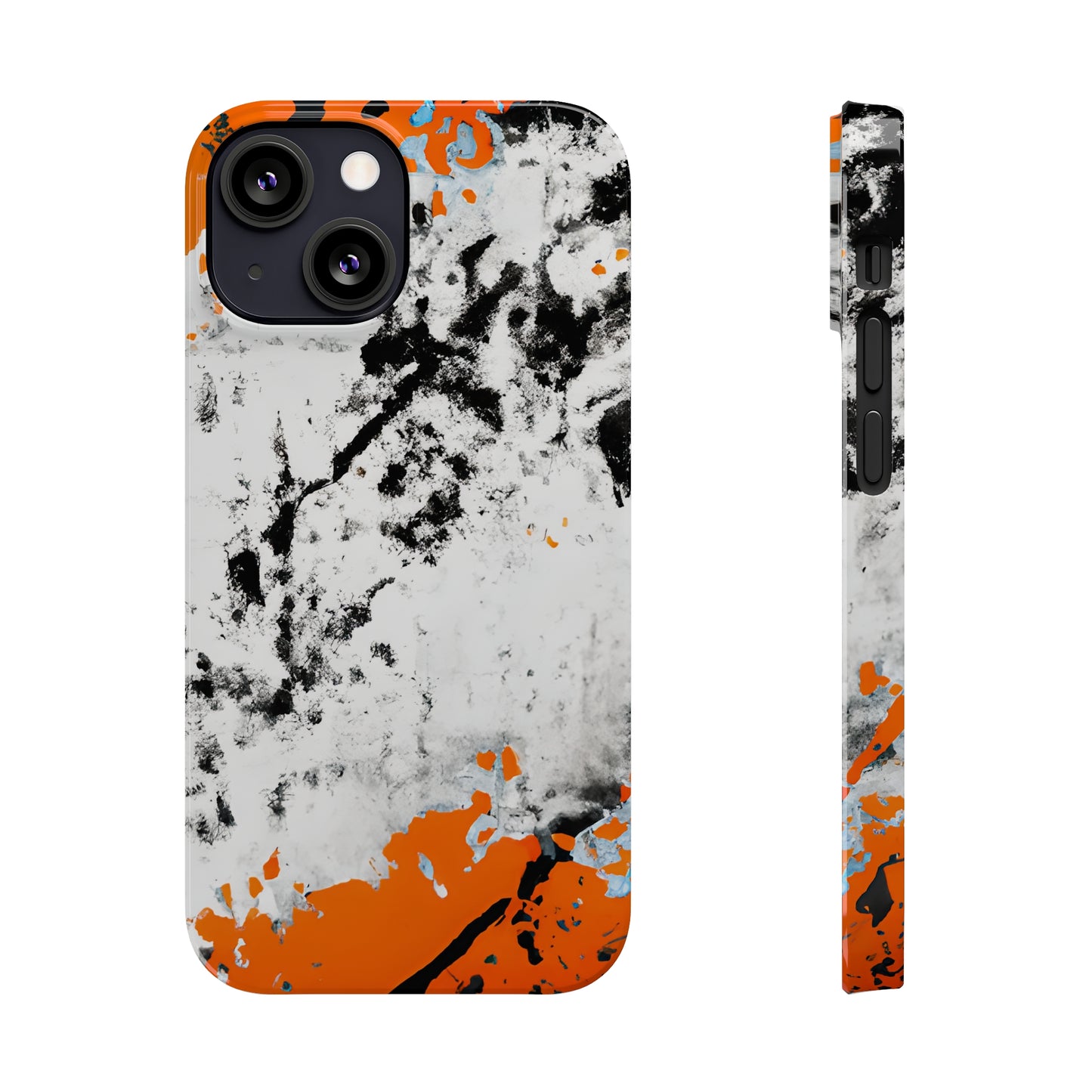 Slim Phone Cases Black & Orange Paint Splatter