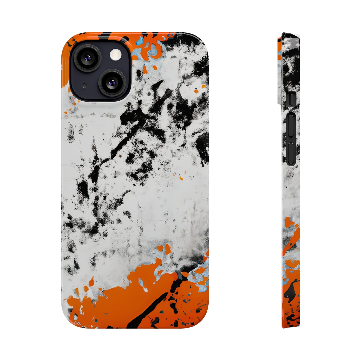 Slim Phone Cases Black & Orange Paint Splatter