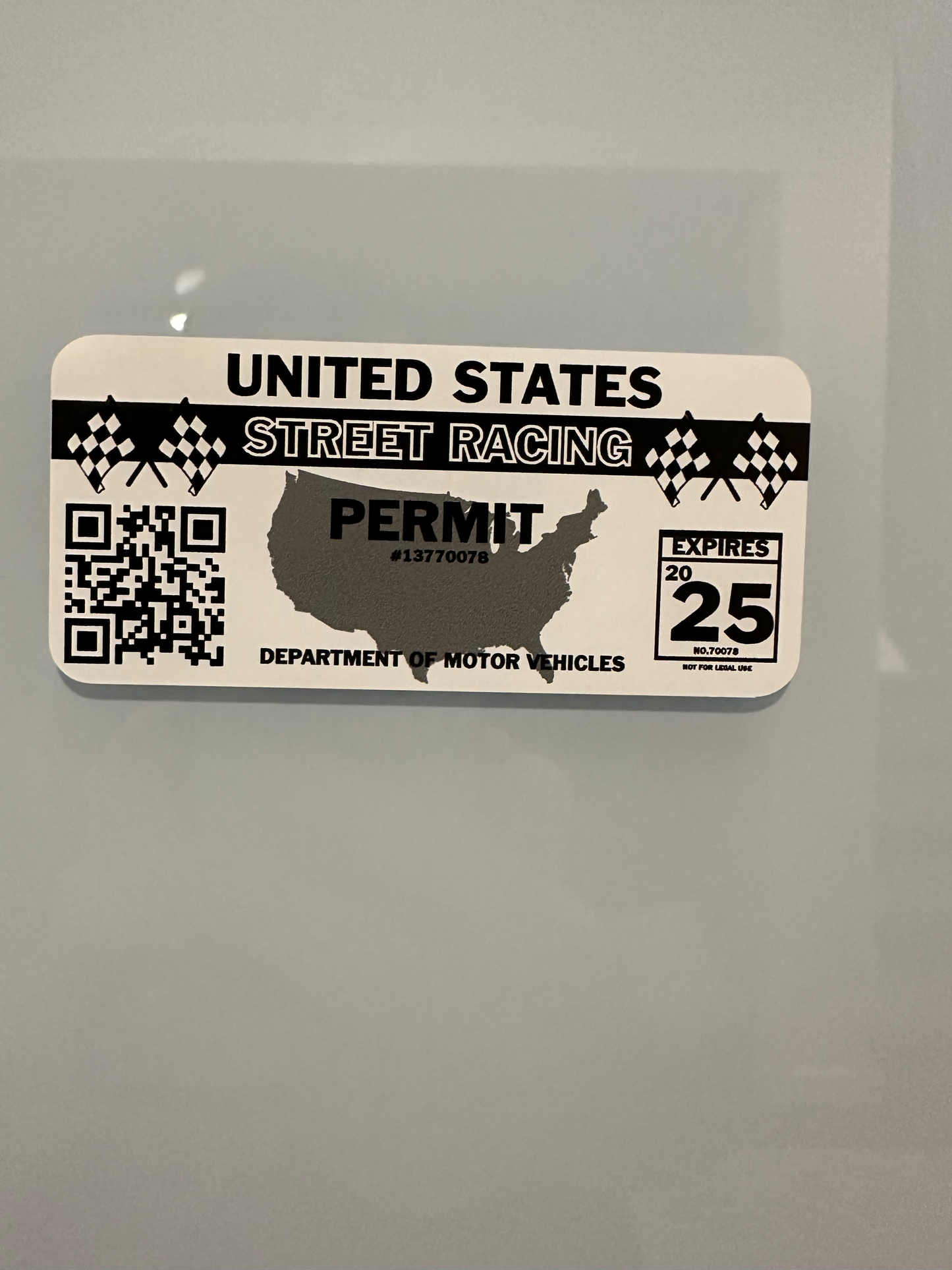 United States Street Racing Permit Car Vinyl Decal Funny Sticker