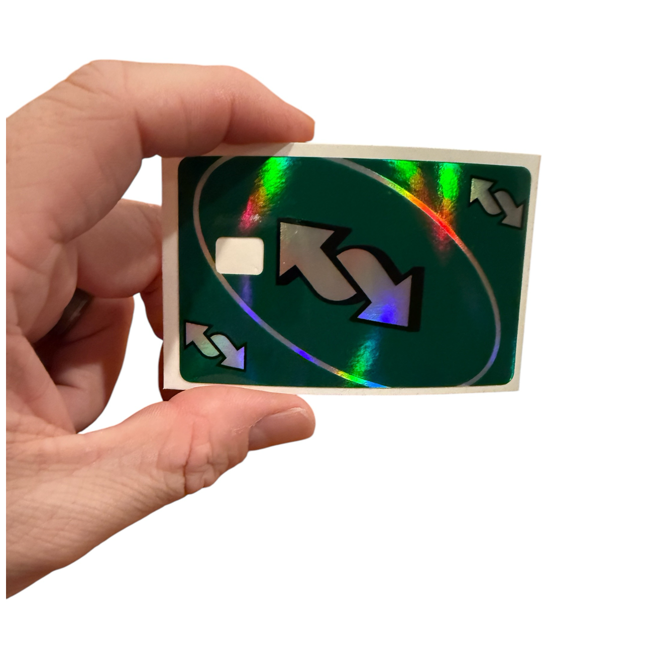 Credit Card Vinyl Skins UNO Green Holographic Decal