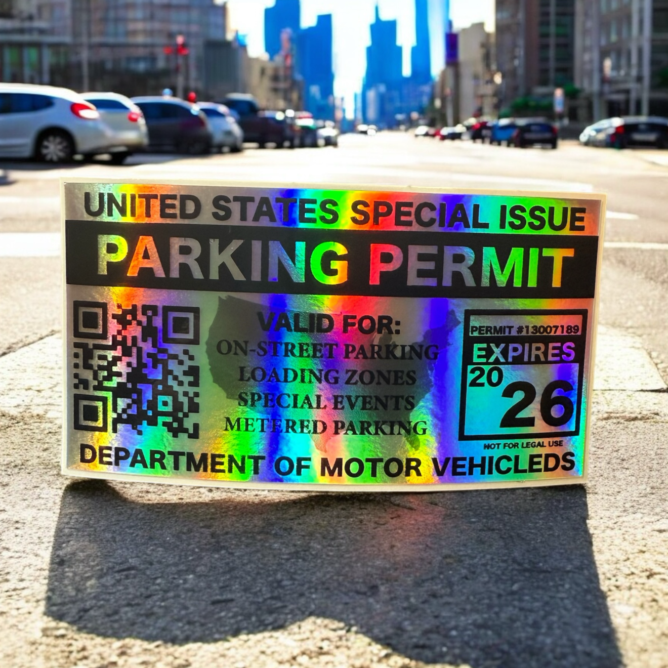 Holographic Vinyl Decal United States Parking Permit Funny Sticker