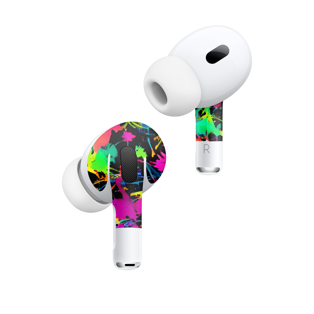 Apple AirPod Pro 2 Vinyl Skins Neon Paint Splatter