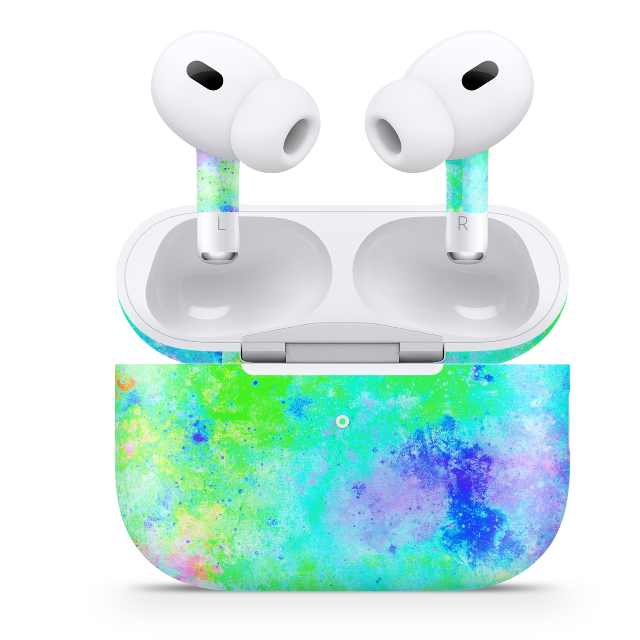 Apple AirPod Pro 2 Vinyl Skins Neon Paint Splatter