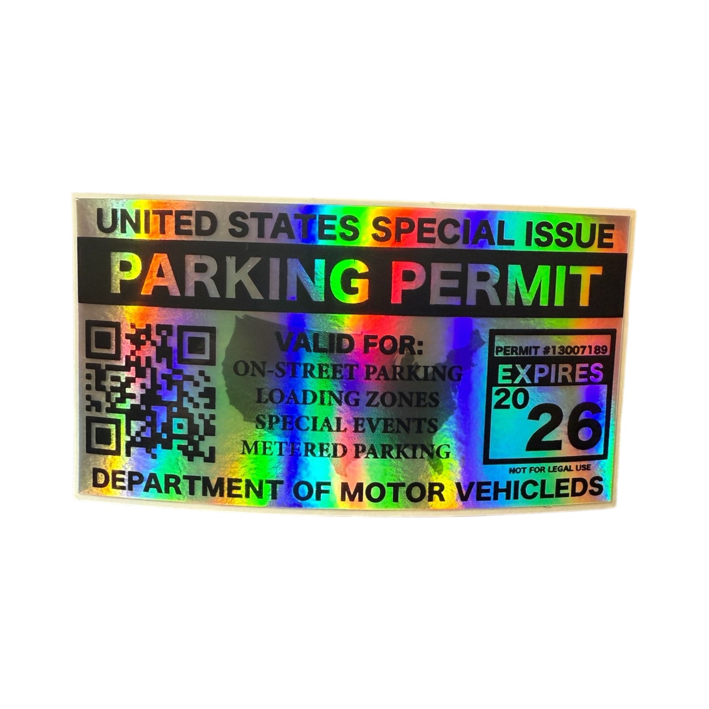 Holographic Vinyl Decal United States Parking Permit Funny Sticker
