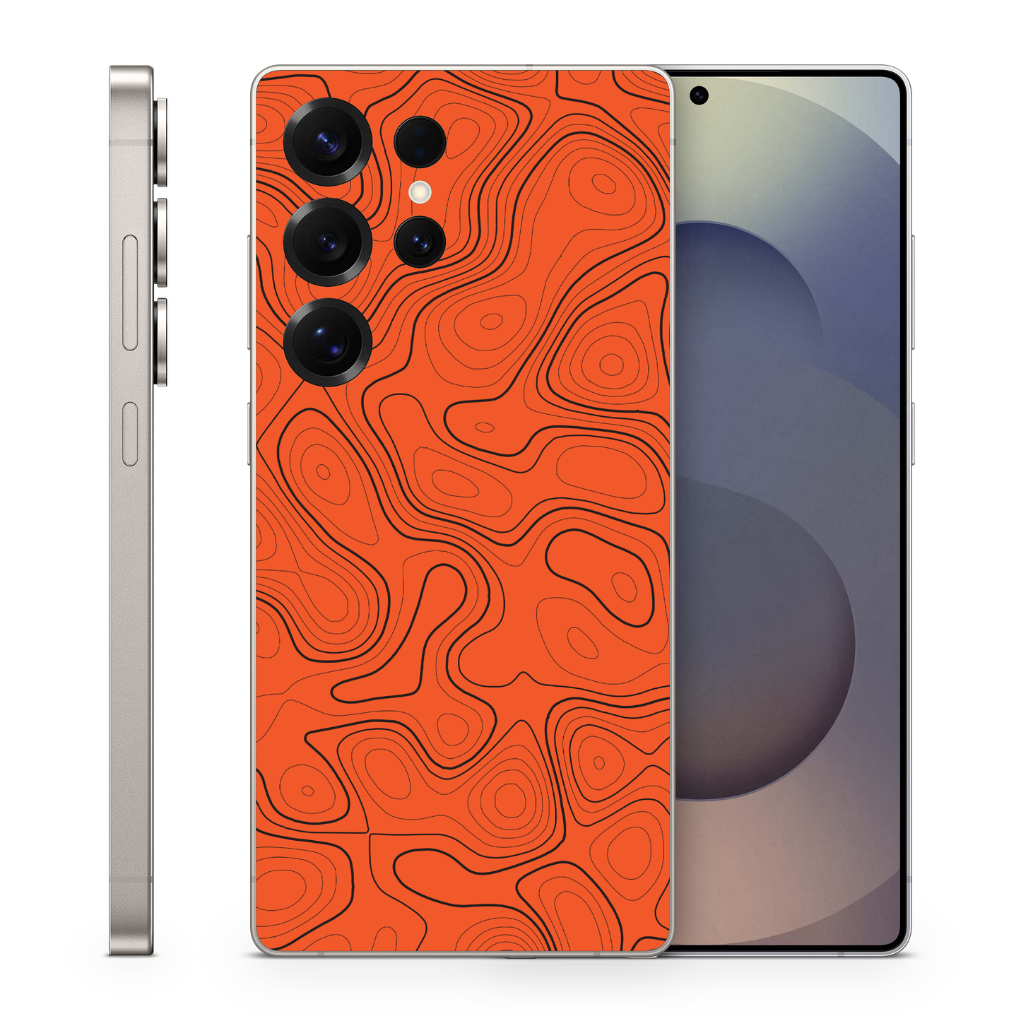 Topographic Orange Phone Skin Compatible With Samsung Galaxy S 25 Ultra