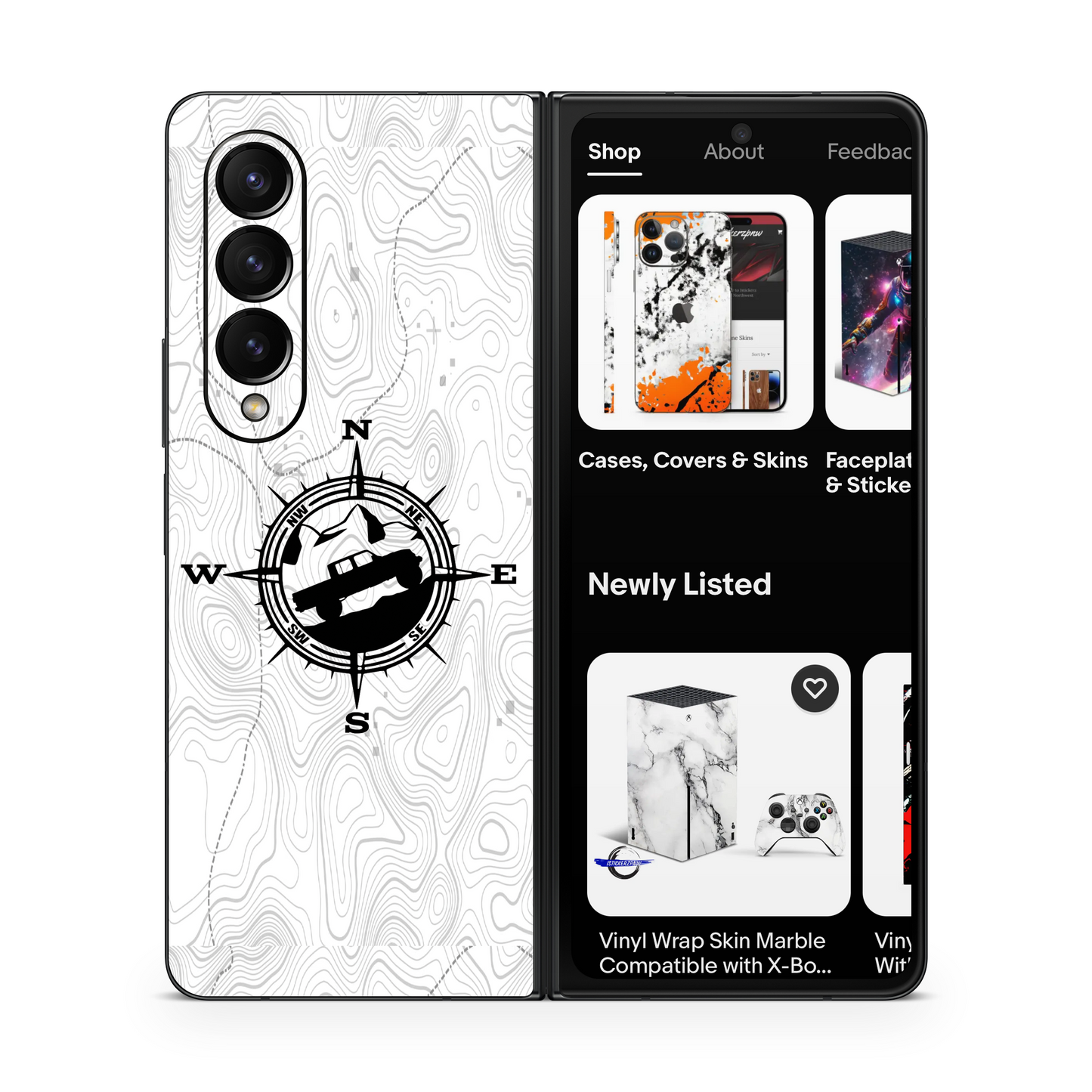Samsung Z Fold Vinyl Skins Gladiator Compass Topographic