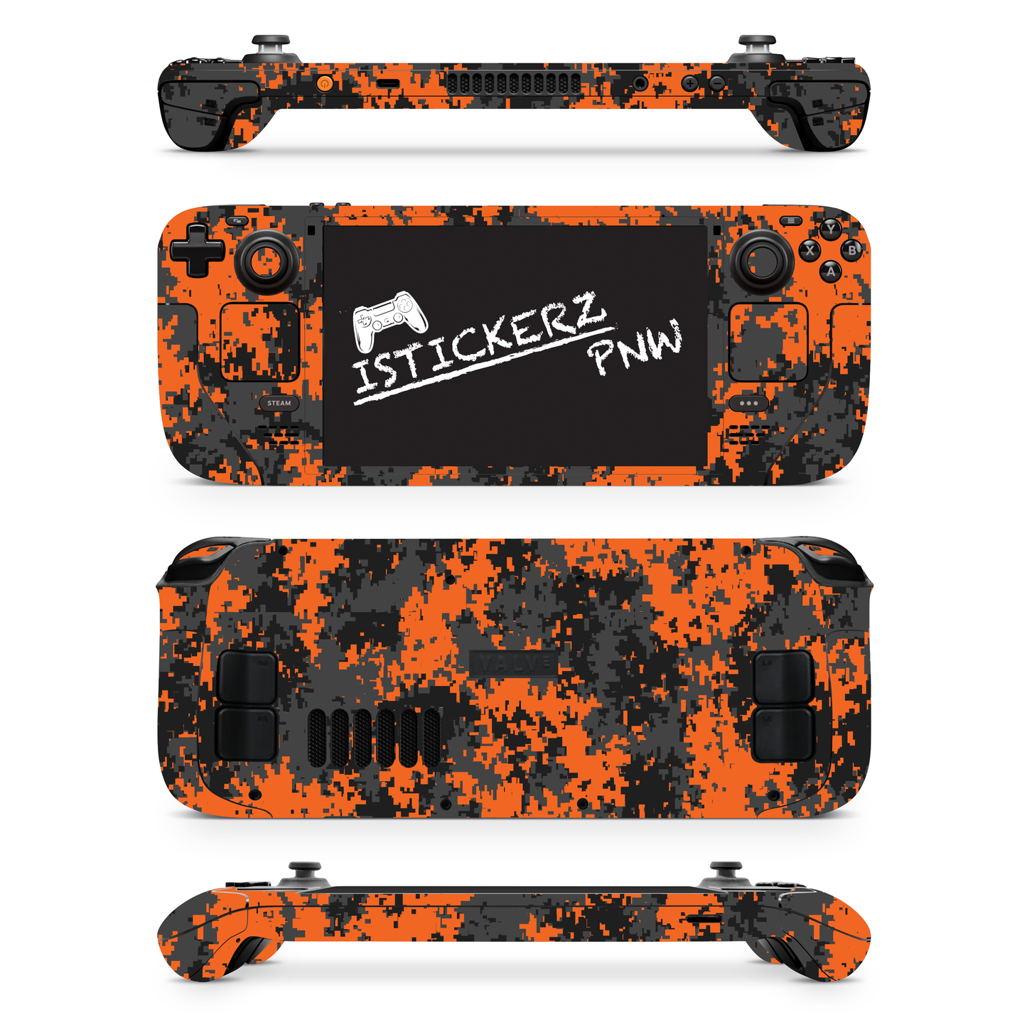 Istickerzpnw Orange Camo Vinyl Wrap Skin Compatible with Steam Deck OLED- Steam Deck Skins