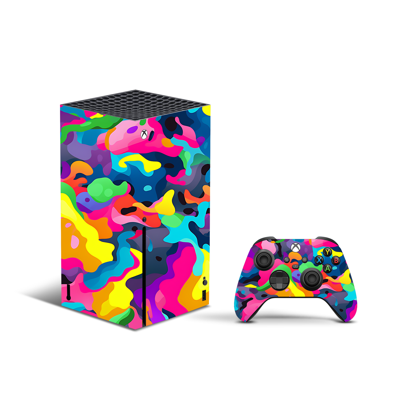 Neon Camo Vinyl Skins Compatible with X-Box Series X +2 Controller Skins