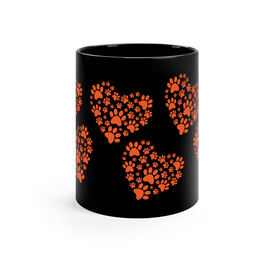 Dog Paw Love 11oz Black Mug