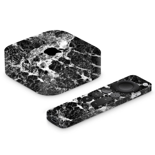 Vinyl Wrap Black Marble Compatible With Apple TV 4K