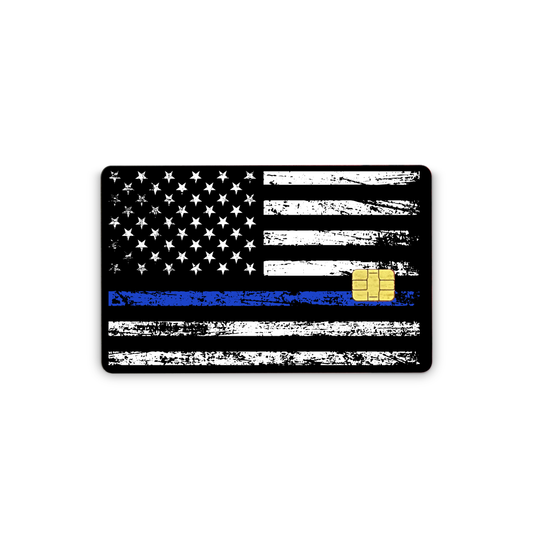 Credit Card Skins for Transportation Key, Debit, Credit Card Covering Personalizing Bank Card Slim, Waterproof Vinyl Skins American Flag Blue Line Decal