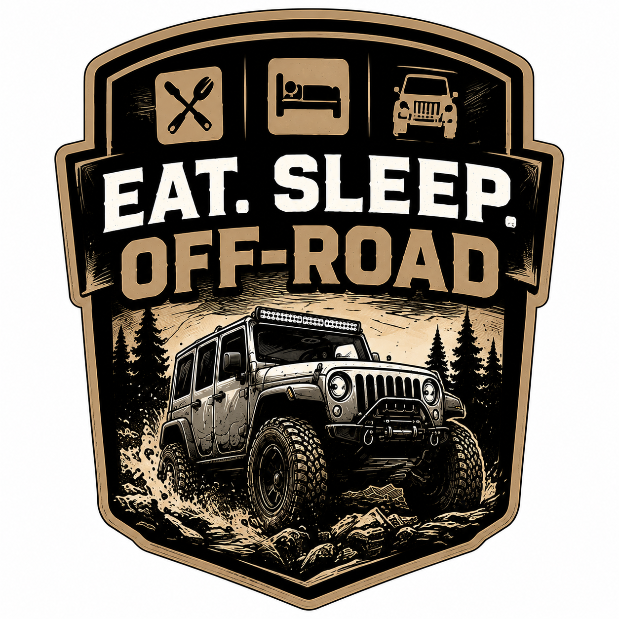 Eat. Sleep. Off-Road. Vinyl Decal | 4x4 Adventure Sticker | Off-Road Jeep Style Decal | Overlanding & Trail Riding Decal