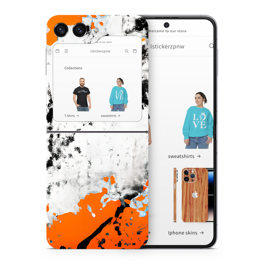 Samsung Galaxy Z Flip 5 Vinyl Skins Orange Paint Splatter