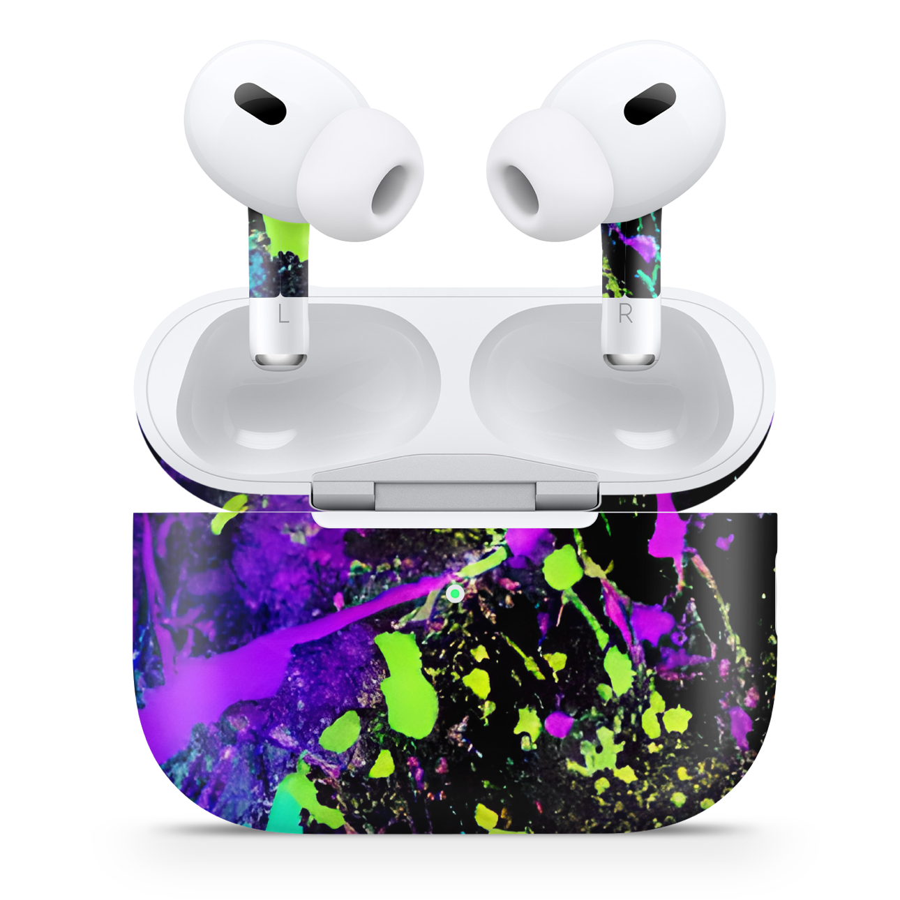 Apple AirPod Pro 2 Vinyl Skins Neon Paint Splatter