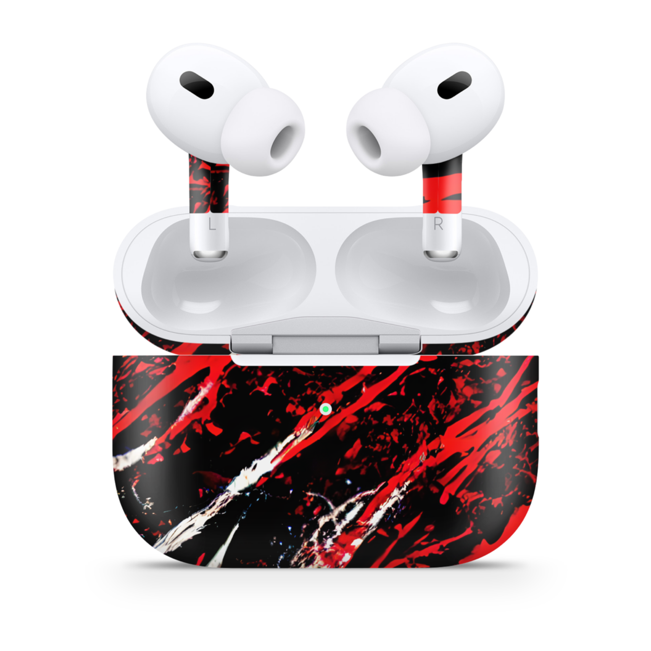 Apple AirPod Pro 2 Vinyl Skins Red & Black Paint Splatter