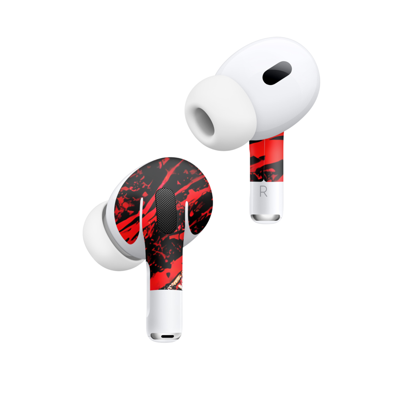 Apple AirPod Pro 2 Vinyl Skins Red & Black Paint Splatter