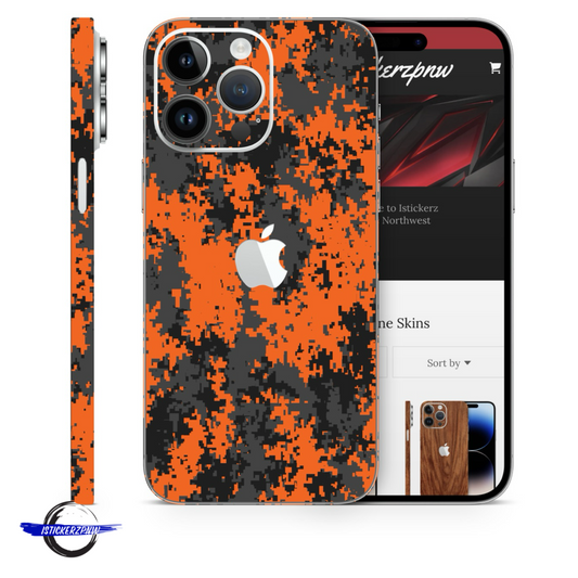 Orange Camouflage Vinyl Skins Compatible With Iphone