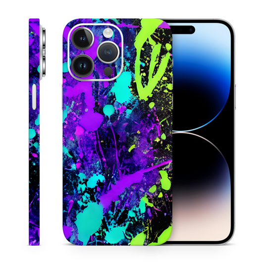 Neon Paint Splatter Vinyl Skins Compatible With Iphone