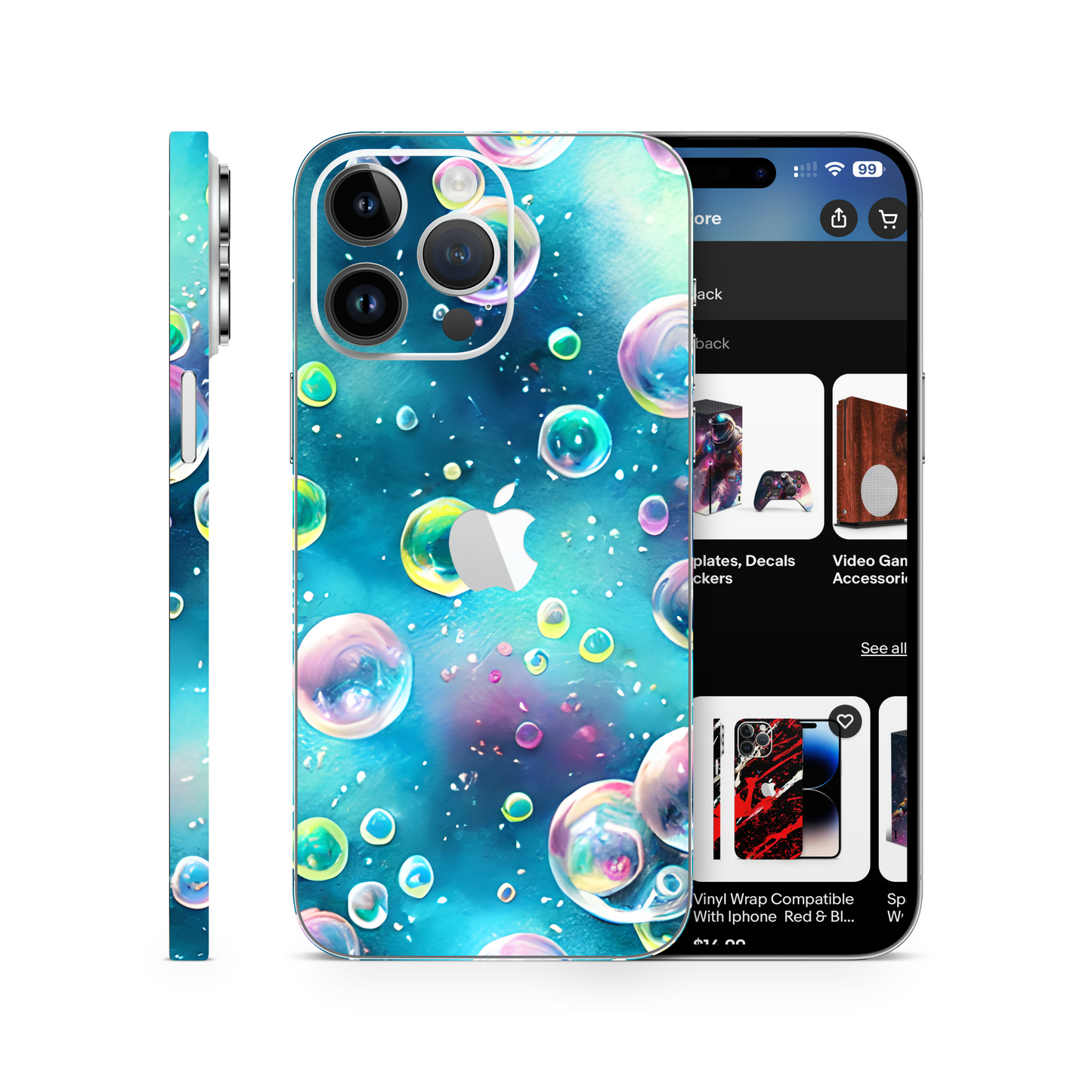 Neon Bubbles Vinyl Wrap Skins Compatible With Iphone