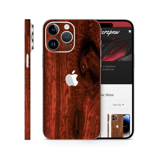 Dark Red Hardwood Vinyl Skins Compatible With Iphone