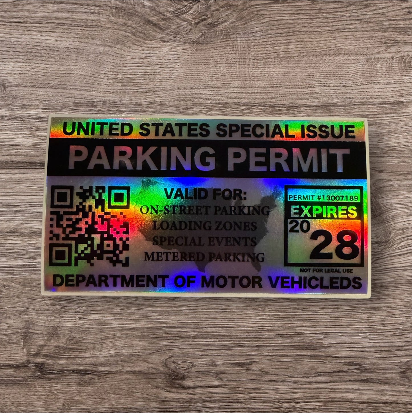 Holographic Vinyl Decal United States Parking Permit Funny Sticker