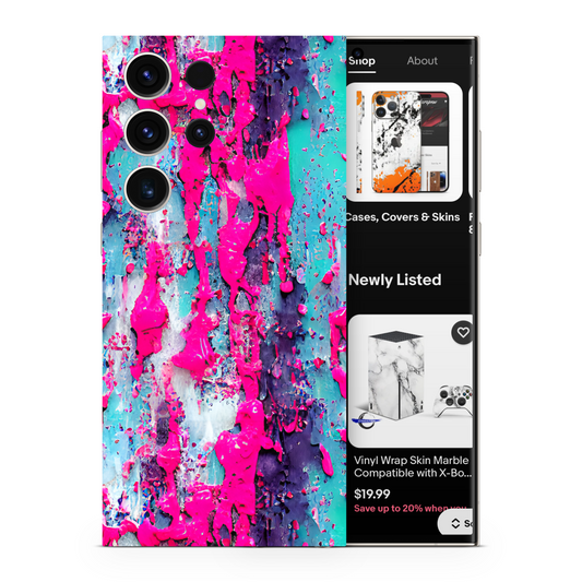 Samsung Galaxy Vinyl Skins Neon Pink Paint Splatter