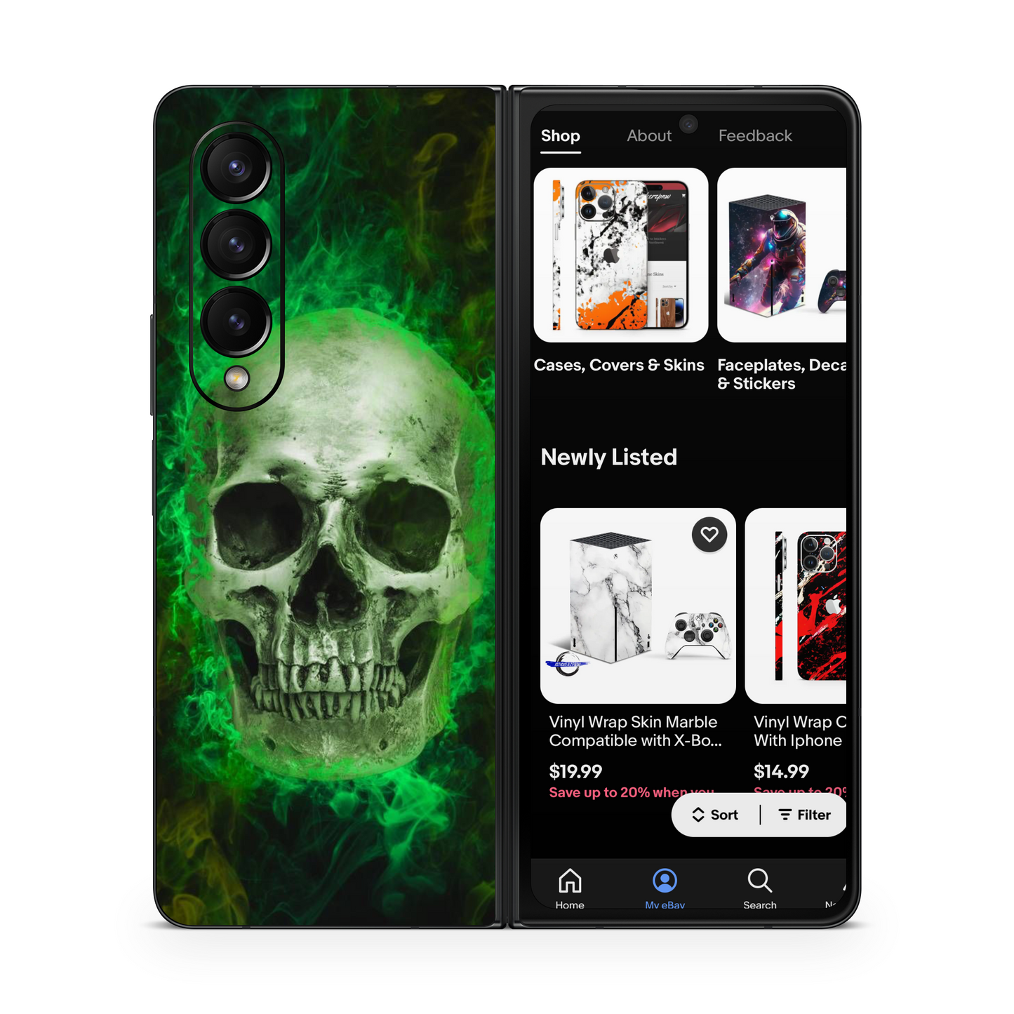 Samsung Z Fold Vinyl Skin Skull